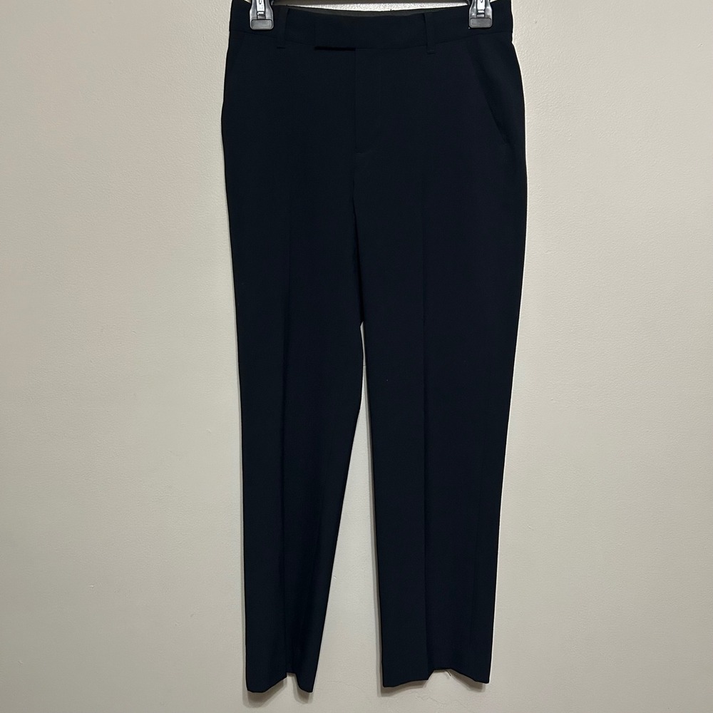 Calvin Klein Dress Pants Women 12 Black Blue Excellent Slim Straight Slacks